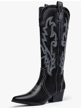 Brand New! Black Embroidered Tall Western Boots - Women's (Size: 9)